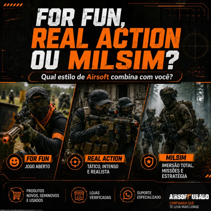 Imagem do post For Fun, Real Action ou Milsim: qual estilo de Airsoft combina com você? no blog Airsoft Usado