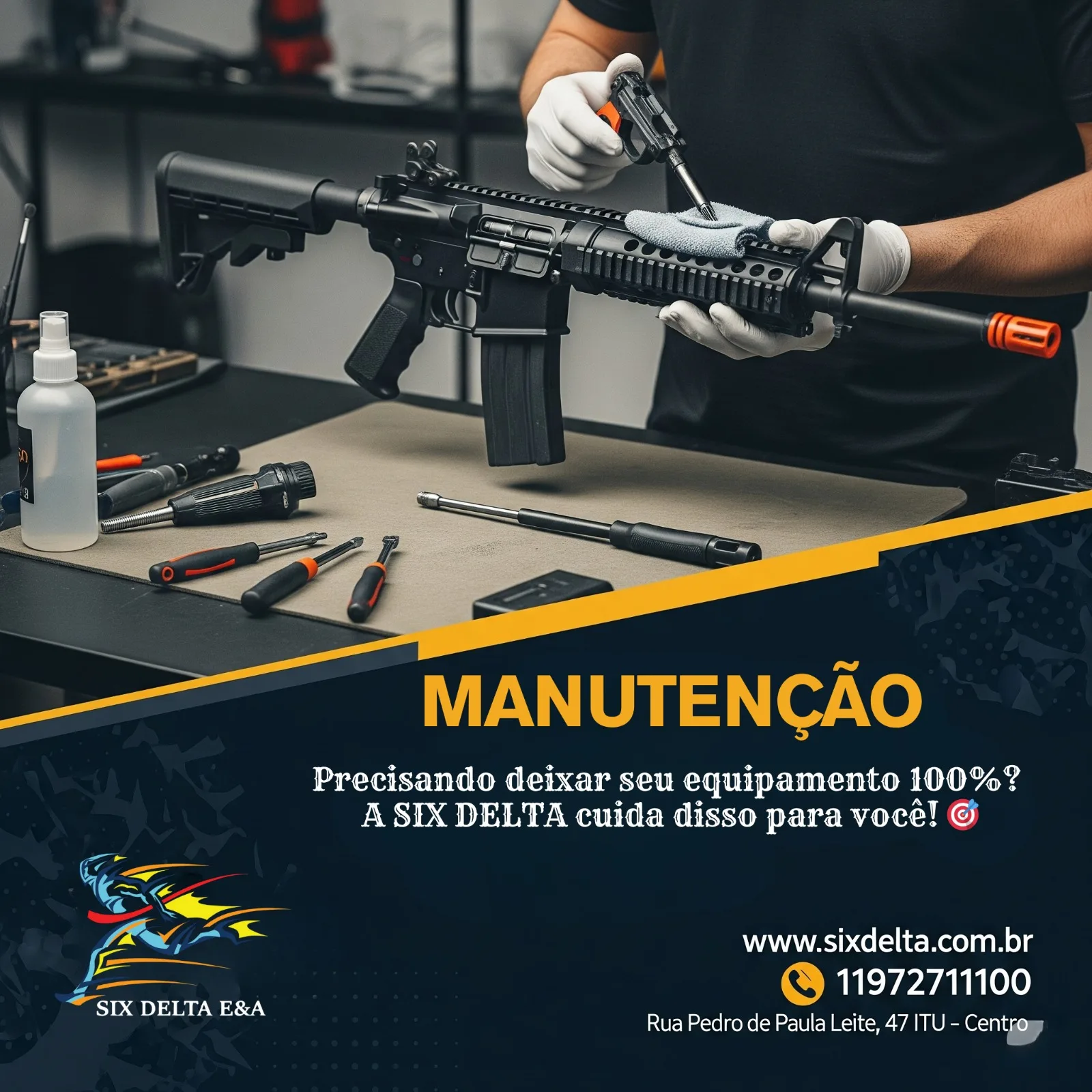 Serviço de airsoft: Manutenção Preventiva -Limpeza e Lubrificação -	Consertos Upgrades e Customização
